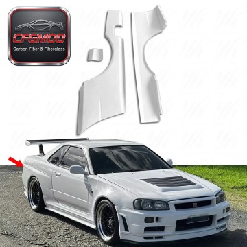 White Skyline R34 GTT GTR-Style High Quality Fiber Glass Rear Fender +50mm Perfect Fitment New Easy Installation