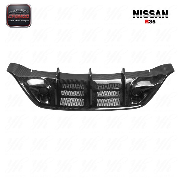 For Skyline R35 GTR Wald Style Carbon Fiber Rear Bumper Diffuser Addon