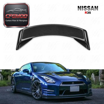 For 2008-2013 Skyline R35 GTR Higher Rear Spoiler Wing with Lamp Position Carbon Fiber