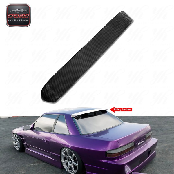 JDM Car Modification for S13 Silvia Dmax Style Single Roof Spoiler Real Carbon Fiber Black 3k Twill Weave High Gloss Finish