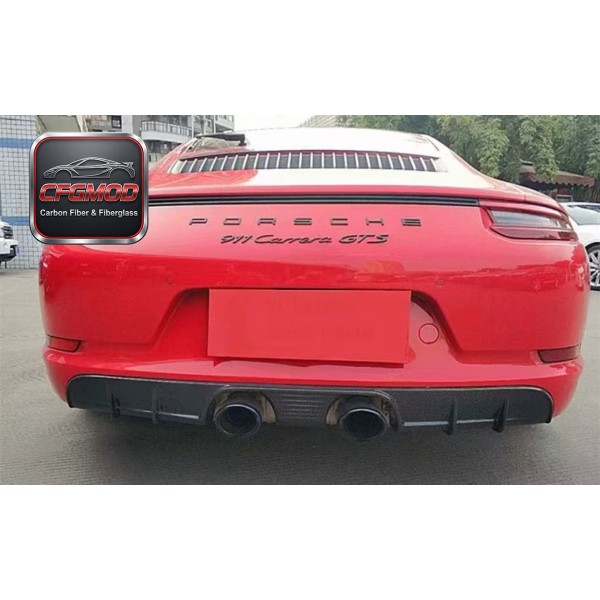 Center Exhaust Carbon Fiber Rear Lip for Porsche 911 991.2 Rear Bumper Diffuser Spoiler Valance Tuning Parts