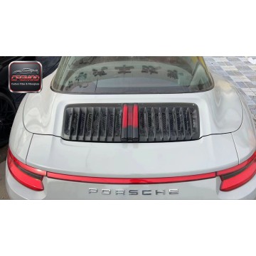 992 Style Carbon Fiber and Primer Rear Engine Grille with Mesh for Porsche 911 991.1 Upgrade Decklid Tuning Parts 992 Style Carbon Fiber and Primer Rear Engine Grille with Mesh for Porsche 911 991.1 Upgrade Decklid Tuning Parts