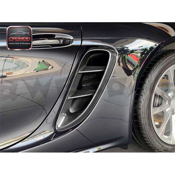 GT4 Style Dry Carbon Fiber Rear Side Vents Air Intakes for Porsche 718 Boxster Cayman Side Quarter Panel Vents Tuning Parts GT4 Style Dry Carbon Fiber Rear Side Vents Air Intakes for Porsche 718 Boxster Cayman Side Quarter Panel Vents Tuning Parts