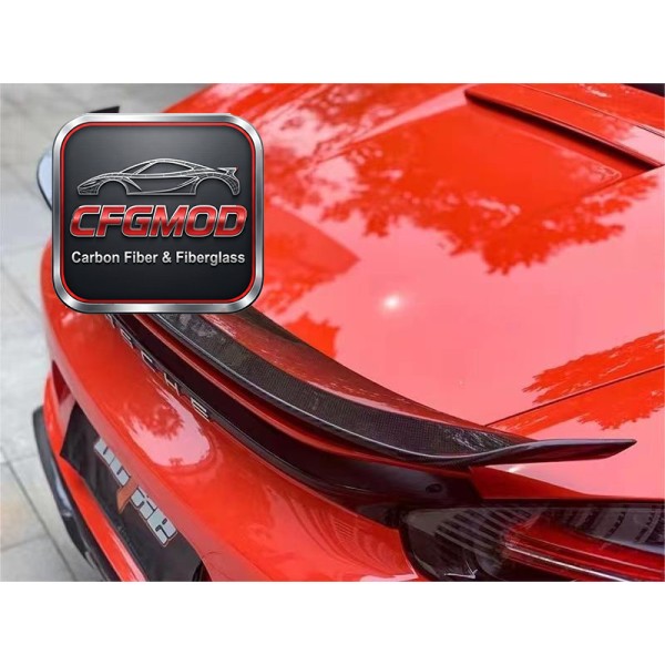 Up-kick Style Dry Carbon Fiber Rear Wing Spoiler Ducktail for Porsche 718 Boxster Cayman Trunk Lip Tuning Parts