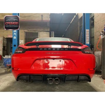 GT4 Style Dry Carbon Fiber Rear Lip Diffuser for Porsche 718 Boxster Cayman Rear Bumper Splitter Tuning Parts GT4 Style Dry Carbon Fiber Rear Lip Diffuser for Porsche 718 Boxster Cayman Rear Bumper Splitter Tuning Parts