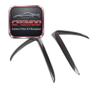Dry Carbon Fiber Front Bumper Canards Fog Light Frame Trim for Tesla Model 3