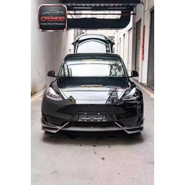 Dry Carbon Fiber Front Chin Spoiler Lip Body Kit for Tesla Model 3 Exterior Accessories Dry Carbon Fiber Front Chin Spoiler Lip Body Kit for Tesla Model 3 Exterior Accessories