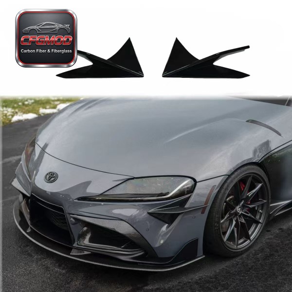 Carbon Fiber Pattern ABS Front Bumper Canards for Toyota Supra MKV A90 A91 GR Supra Front Dive Planes Tuning Parts Carbon Fiber Pattern ABS Front Bumper Canards for Toyota Supra MKV A90 A91 GR Supra Front Dive Planes Tuning Parts