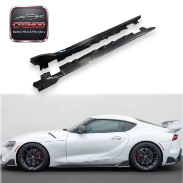 AR Style Dry Carbon Fiber Side Skirts Body Kit for Toyota Supra MKV A90 A91 GR Supra Side Rocker Panels Tuning Parts AR Style Dry Carbon Fiber Side Skirts Body Kit for Toyota Supra MKV A90 A91 GR Supra Side Rocker Panels Tuning Parts