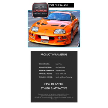 Style Carbon Fiber Rear Spoiler Wing for Toyota Supra A80 MK4 GT Big Trunk Wing Exterior Tuning Parts