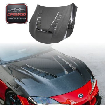 TV Style Carbon Fiber Engine Hood Bonnet for Toyota Supra MK5 A90 A91 GR Supra Front Hood Vent Lid Tuning Parts