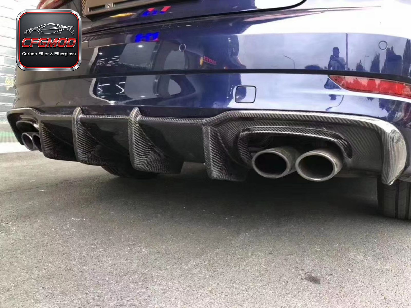 For Audi A3 S3 2013-2020 KB Style Carbon Fiber Blade Rear Lip Diffuser — 4
