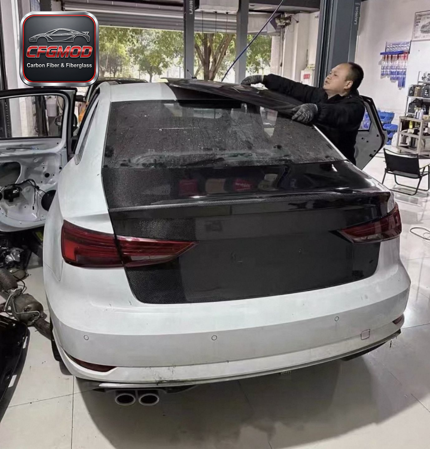 For Audi A3 S3 2013-2019 Carbon Fiber Trunk Lid Bootlid Rear Deck Lid — 2