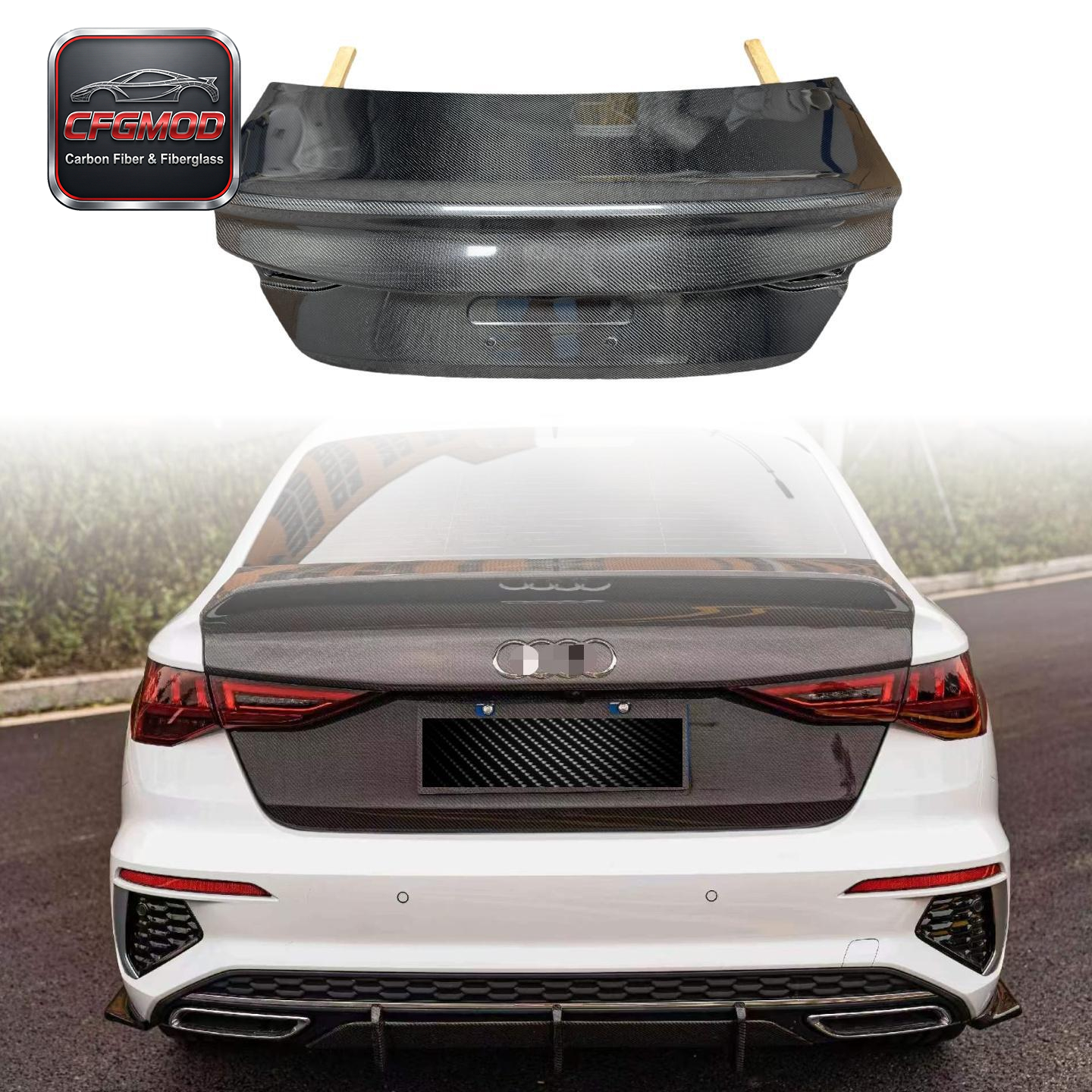 For Audi A3 S3 2013-2019 Carbon Fiber Trunk Lid Bootlid Rear Deck Lid — 5