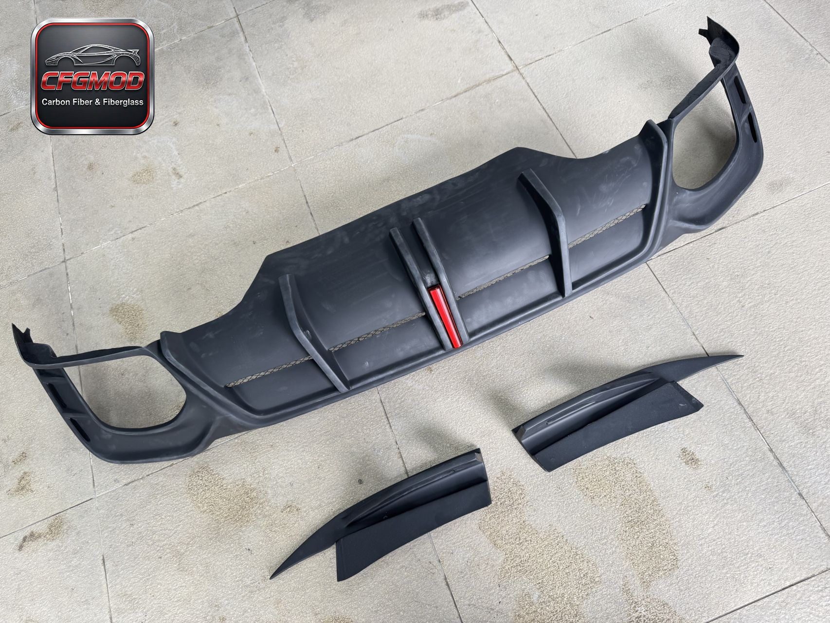 For Audi RS5 B9.5 2020+ A1 Style Carbon Fiber Rear Diffuser Lip with LED Side Splitters — 6