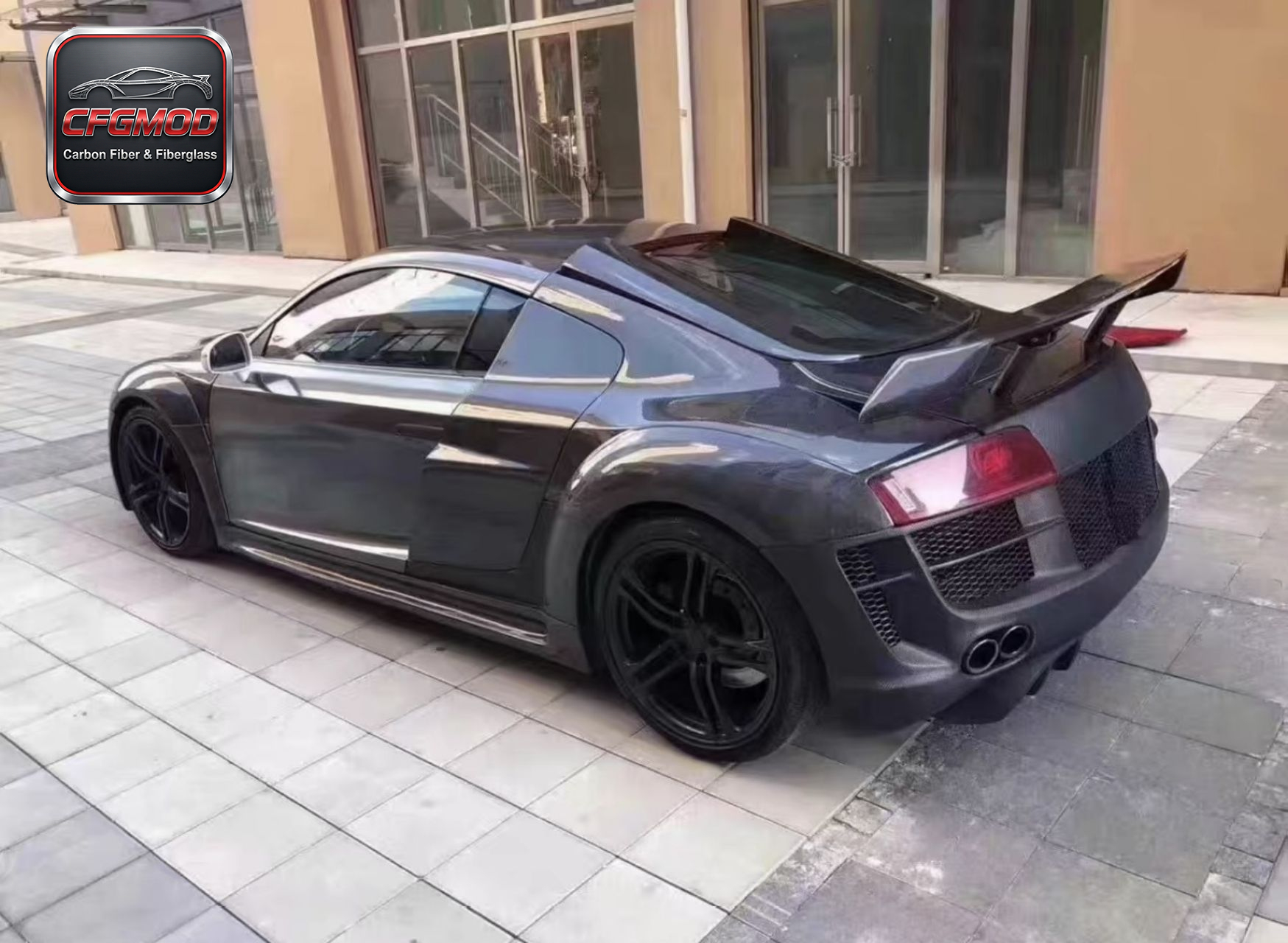 For Audi R8 2010-2015 Carbon Fiber U Shape Roof Frame Scoop Rear Window Trim — 2