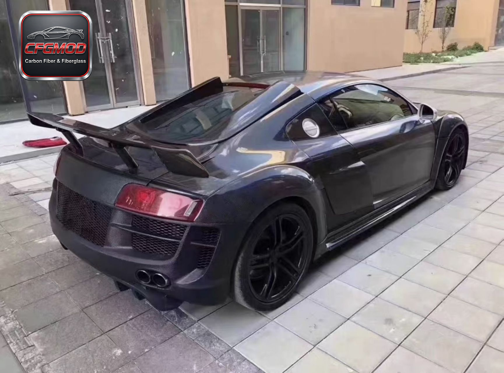 For Audi R8 2010-2015 Carbon Fiber U Shape Roof Frame Scoop Rear Window Trim — 3