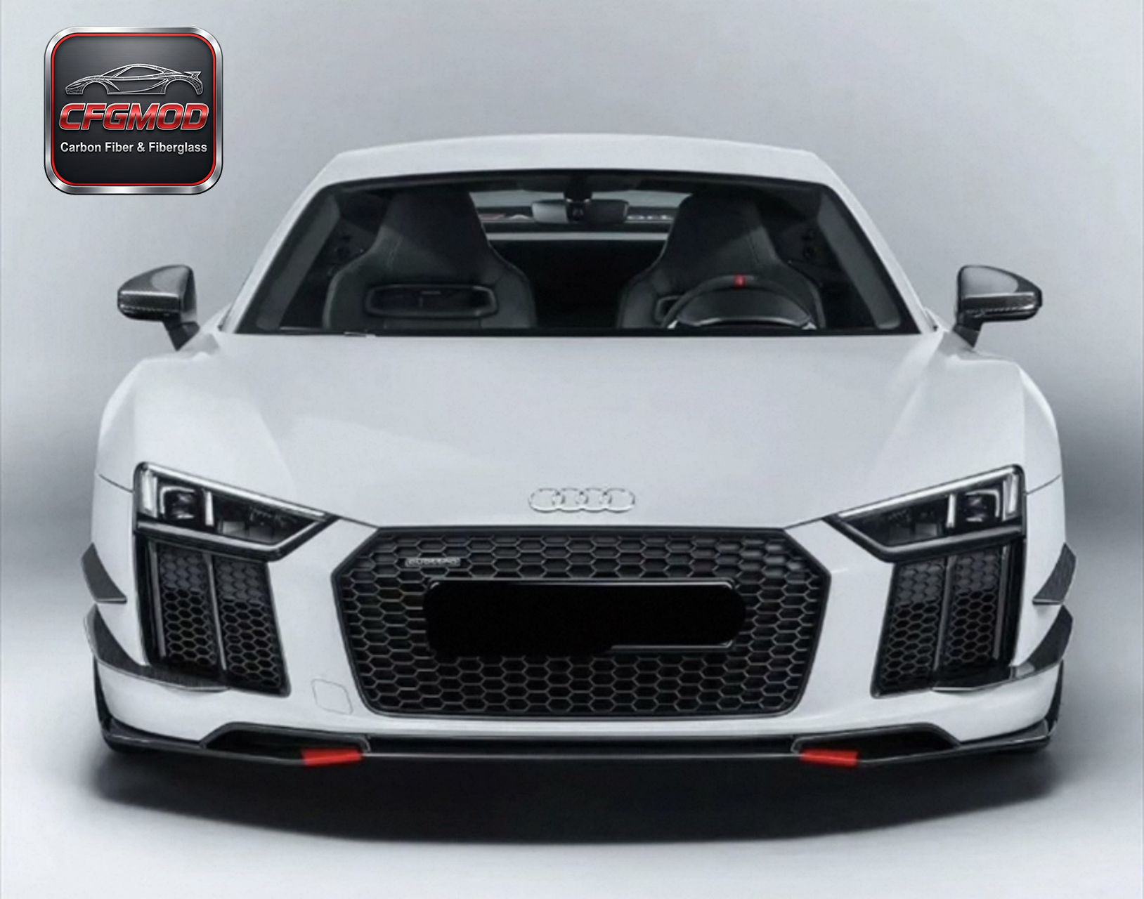For Audi R8 2017-2022 Carbon Fiber Front Bumper Canards Adhesive Fins — 3