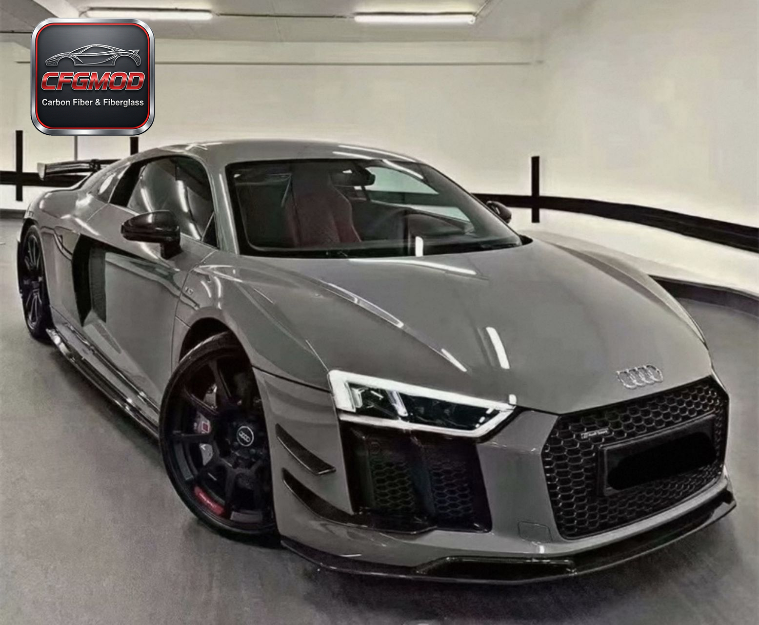 For Audi R8 2017-2022 Carbon Fiber Front Bumper Canards Adhesive Fins — 4