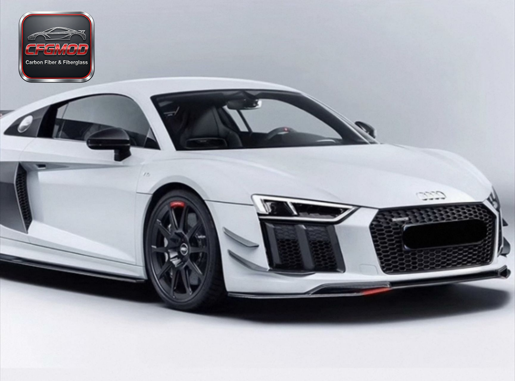 For Audi R8 2017-2022 Carbon Fiber Front Bumper Canards Adhesive Fins — 6