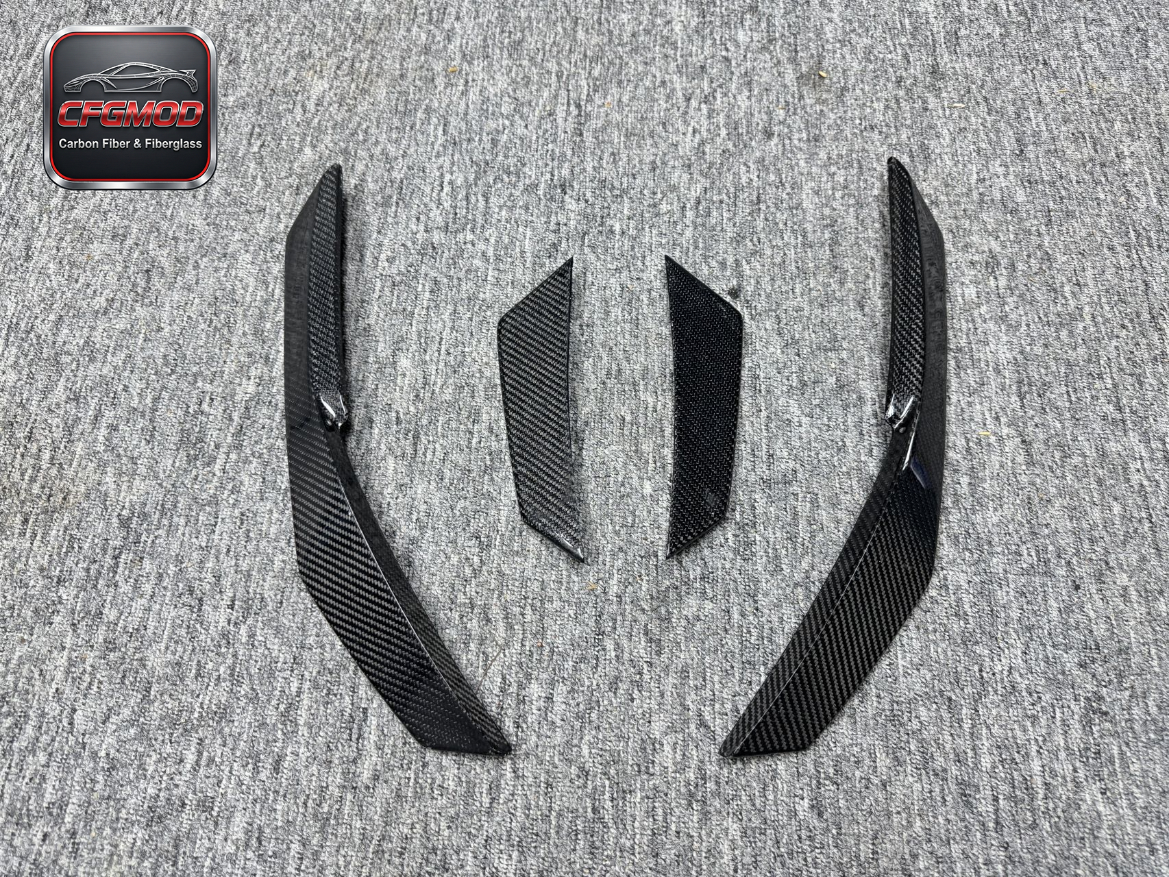For Audi R8 2017-2022 Carbon Fiber Front Bumper Canards Adhesive Fins — 7