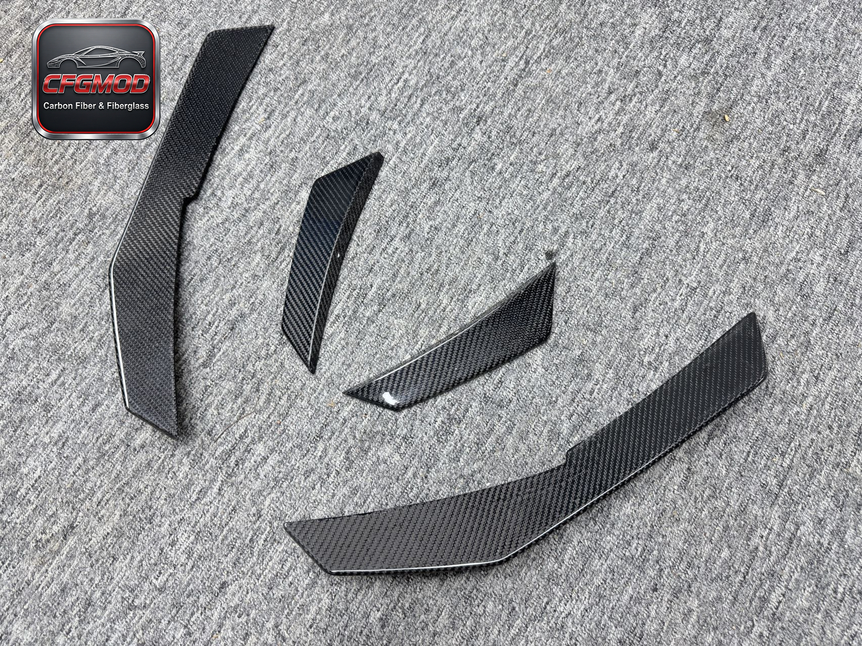 For Audi R8 2017-2022 Carbon Fiber Front Bumper Canards Adhesive Fins — 8