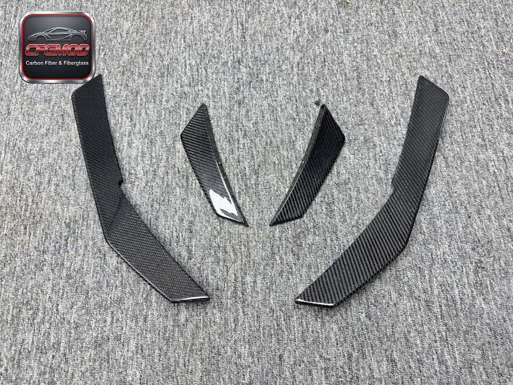 For Audi R8 2017-2022 Carbon Fiber Front Bumper Canards Adhesive Fins — 10