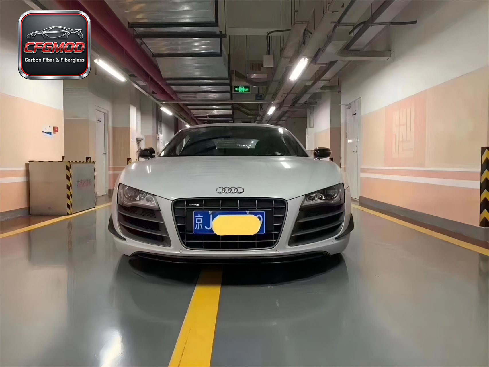 For Audi R8 2010-2015 Carbon Fiber Front Bumper Canards Adhesive Winglets Fins — 2