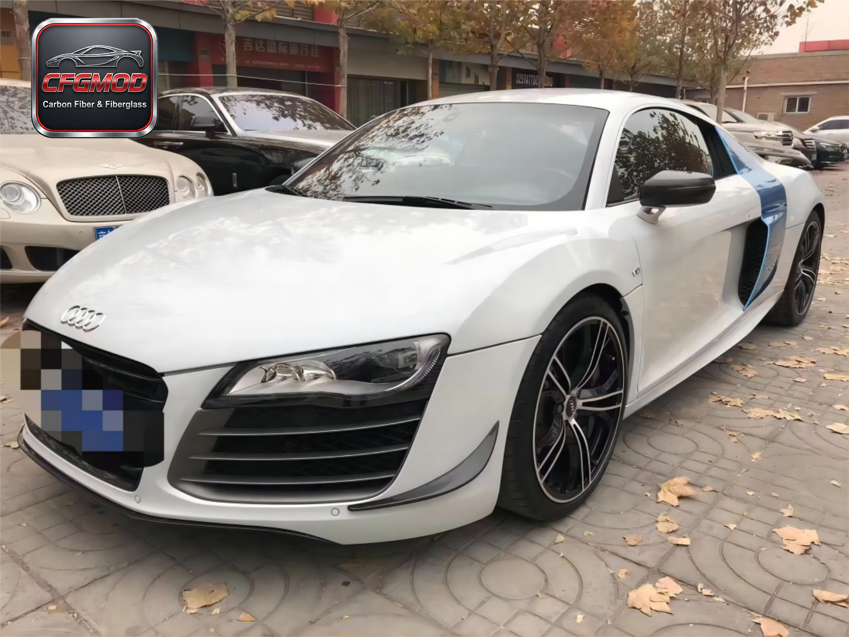 For Audi R8 2010-2015 Carbon Fiber Front Bumper Canards Adhesive Winglets Fins — 4