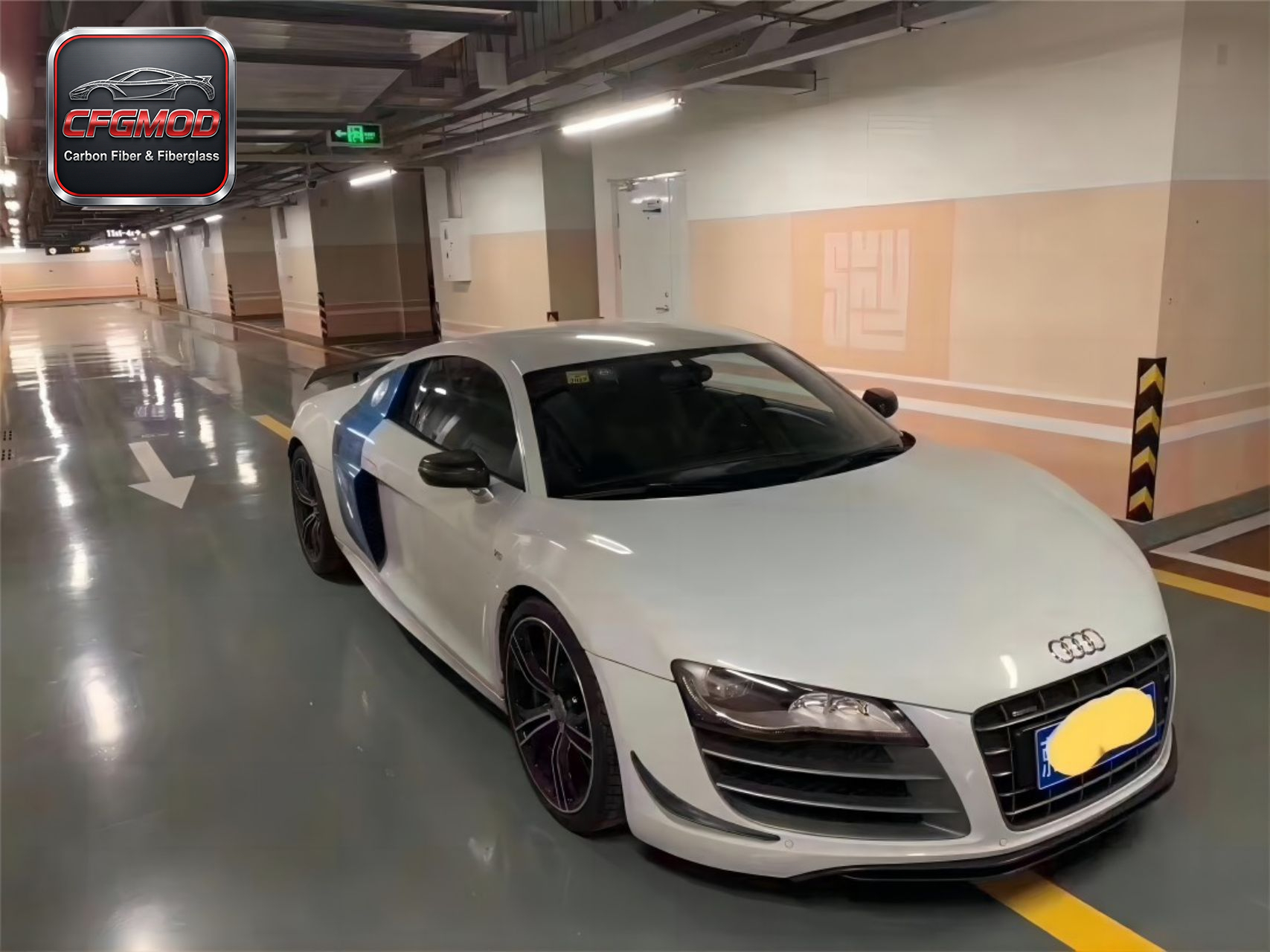 For Audi R8 2010-2015 Carbon Fiber Front Bumper Canards Adhesive Winglets Fins — 5