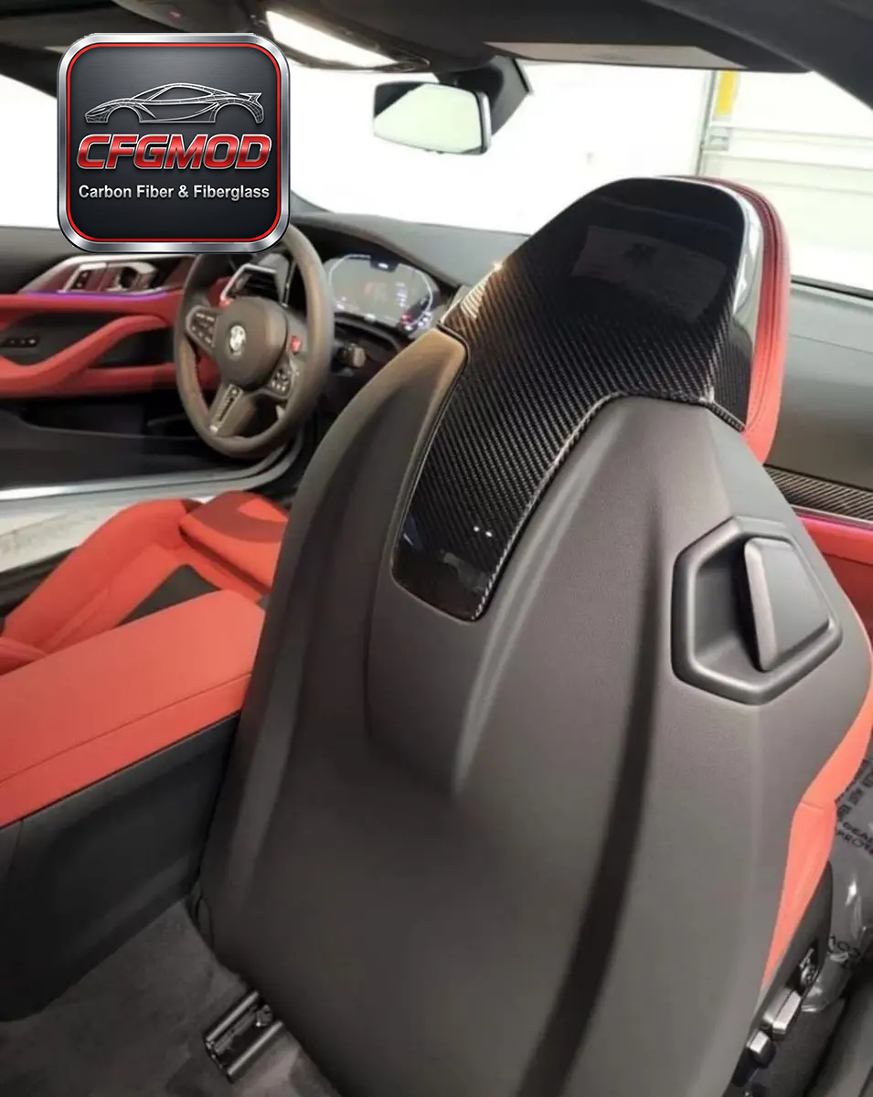 Dry Carbon Fiber Seat Headrest Backrest Trim Covers for BMW M3 M4 G8X Interior Accessories — 2