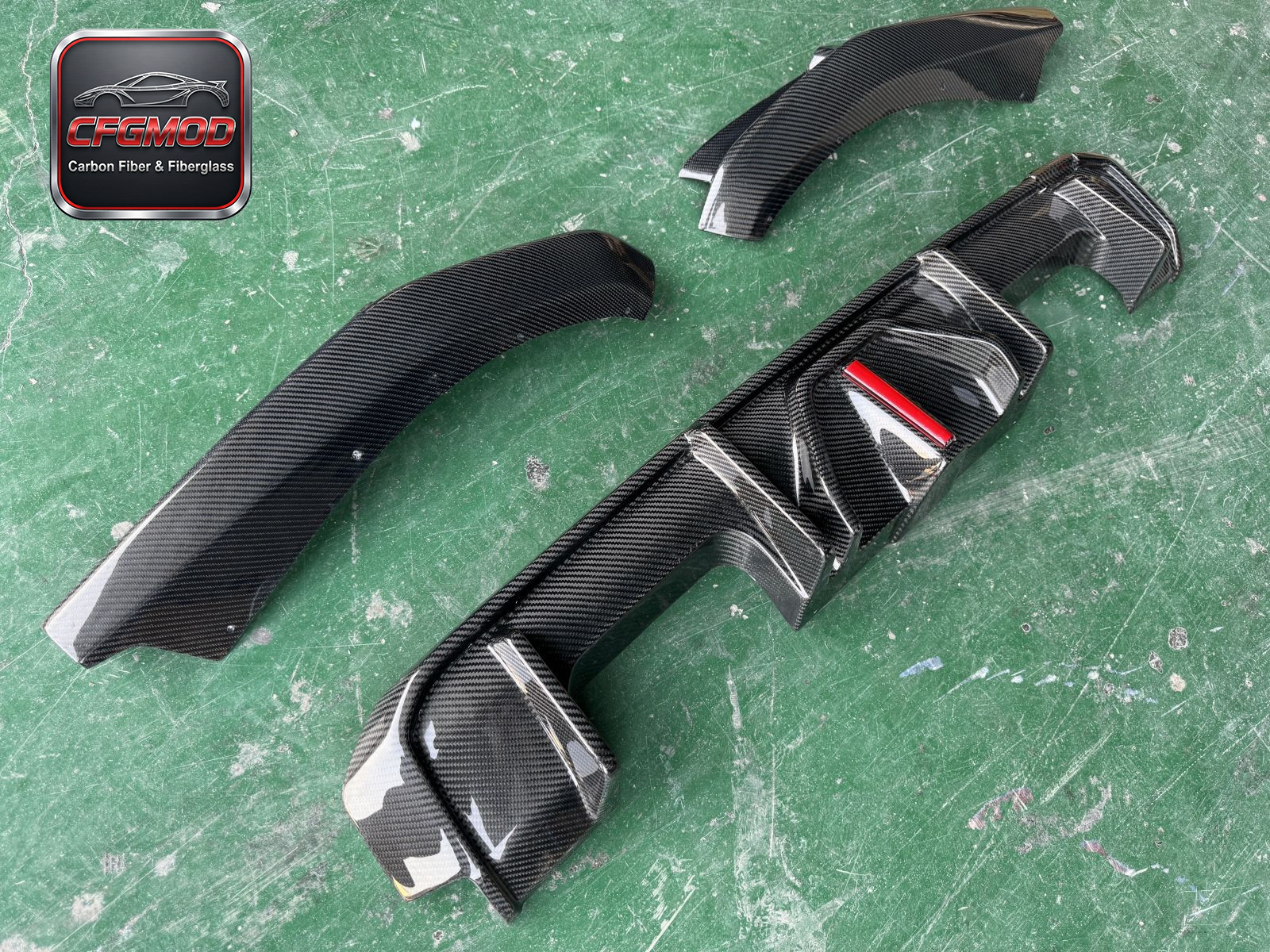 Dry Carbon Fiber Rear Bumper Lip Diffuser with LED Vertical Light for BMW M3 M4 G8X Tuning Parts — 4