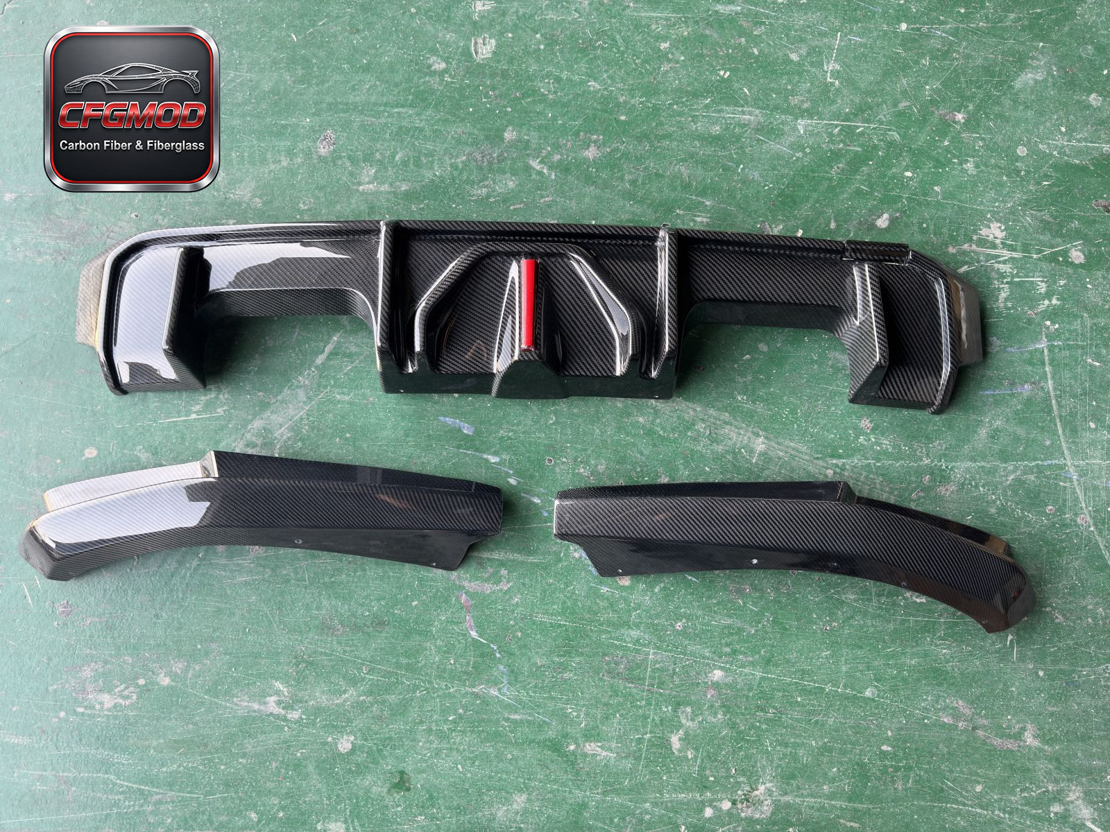 Dry Carbon Fiber Rear Bumper Lip Diffuser with LED Vertical Light for BMW M3 M4 G8X Tuning Parts — 5