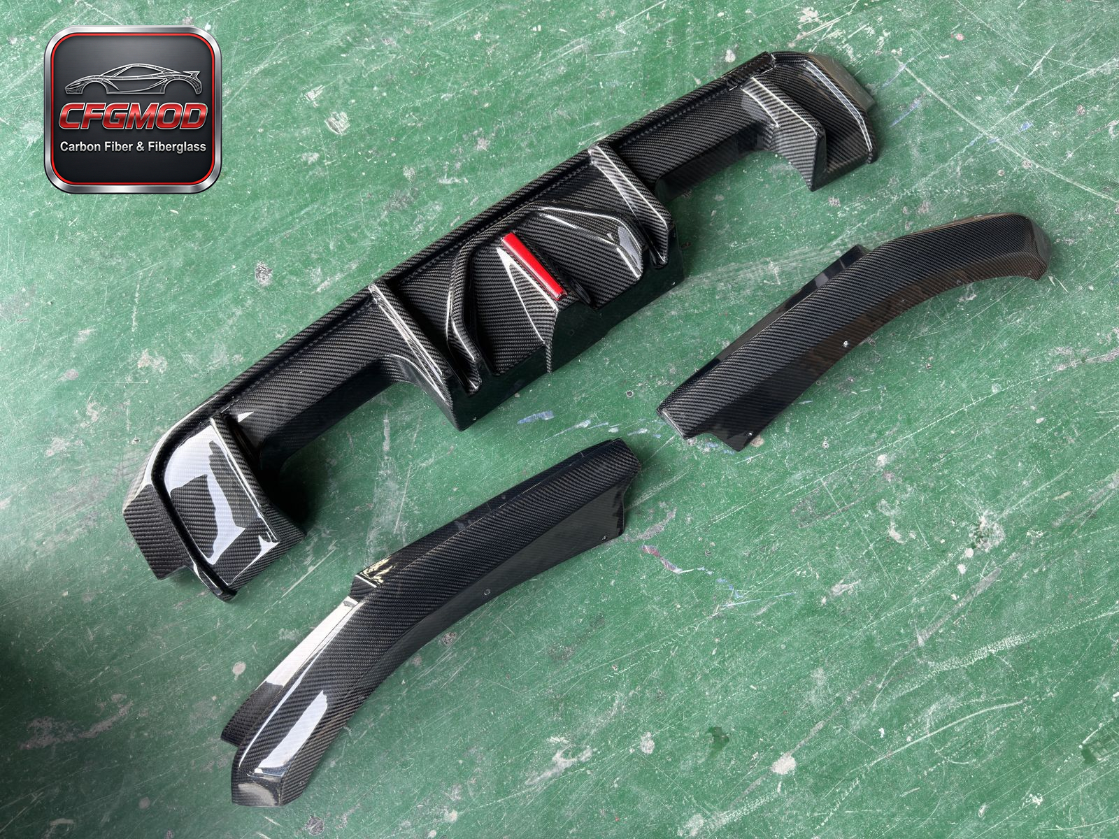 Dry Carbon Fiber Rear Bumper Lip Diffuser with LED Vertical Light for BMW M3 M4 G8X Tuning Parts — 7