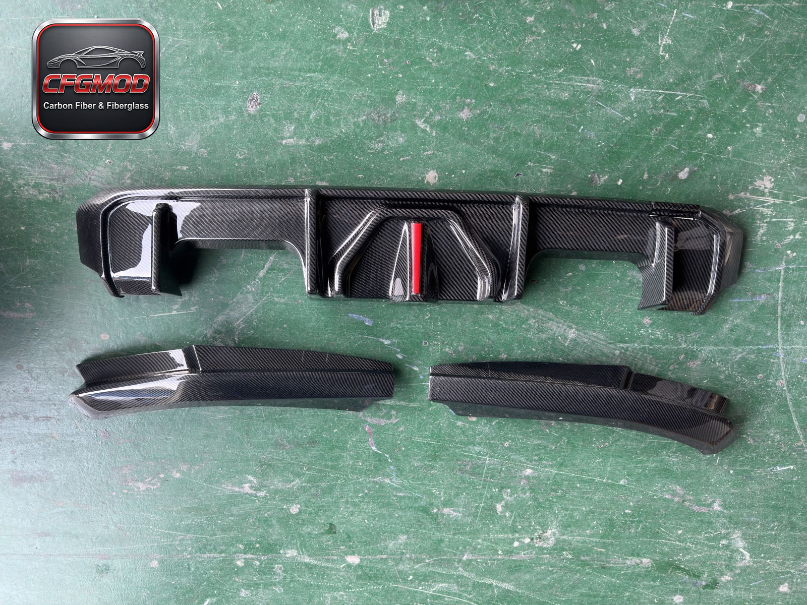 Dry Carbon Fiber Rear Bumper Lip Diffuser with LED Vertical Light for BMW M3 M4 G8X Tuning Parts — 8