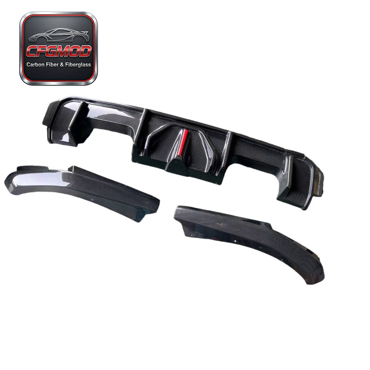 Dry Carbon Fiber Rear Bumper Lip Diffuser with LED Vertical Light for BMW M3 M4 G8X Tuning Parts — 10