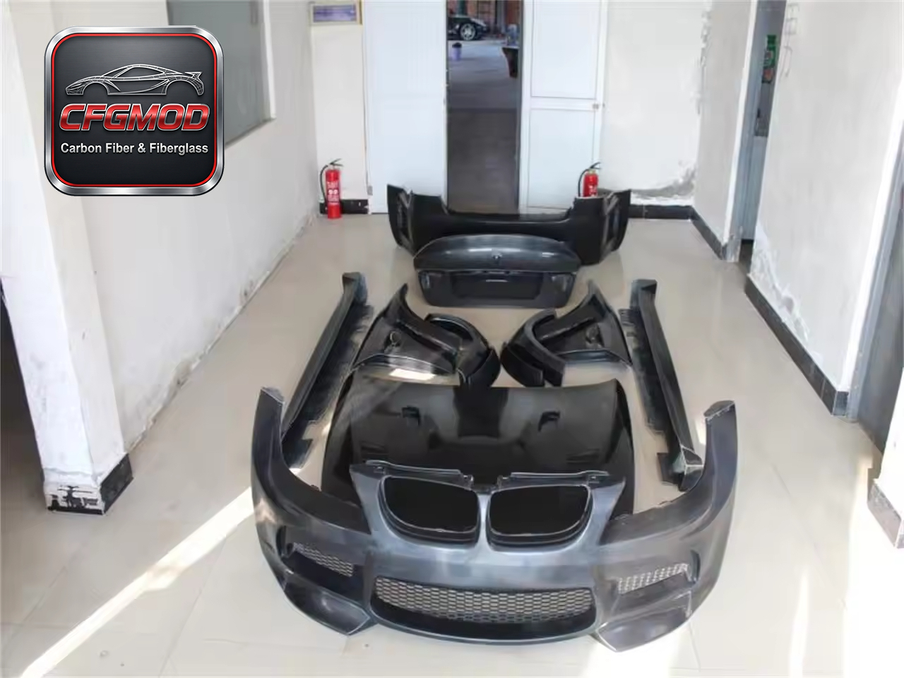 For 3series/E90conversion for White Wide Body Kit Glass Fiber Front/Rear Bumpers Side Skirts Rear Lip Fenders 100% — 3