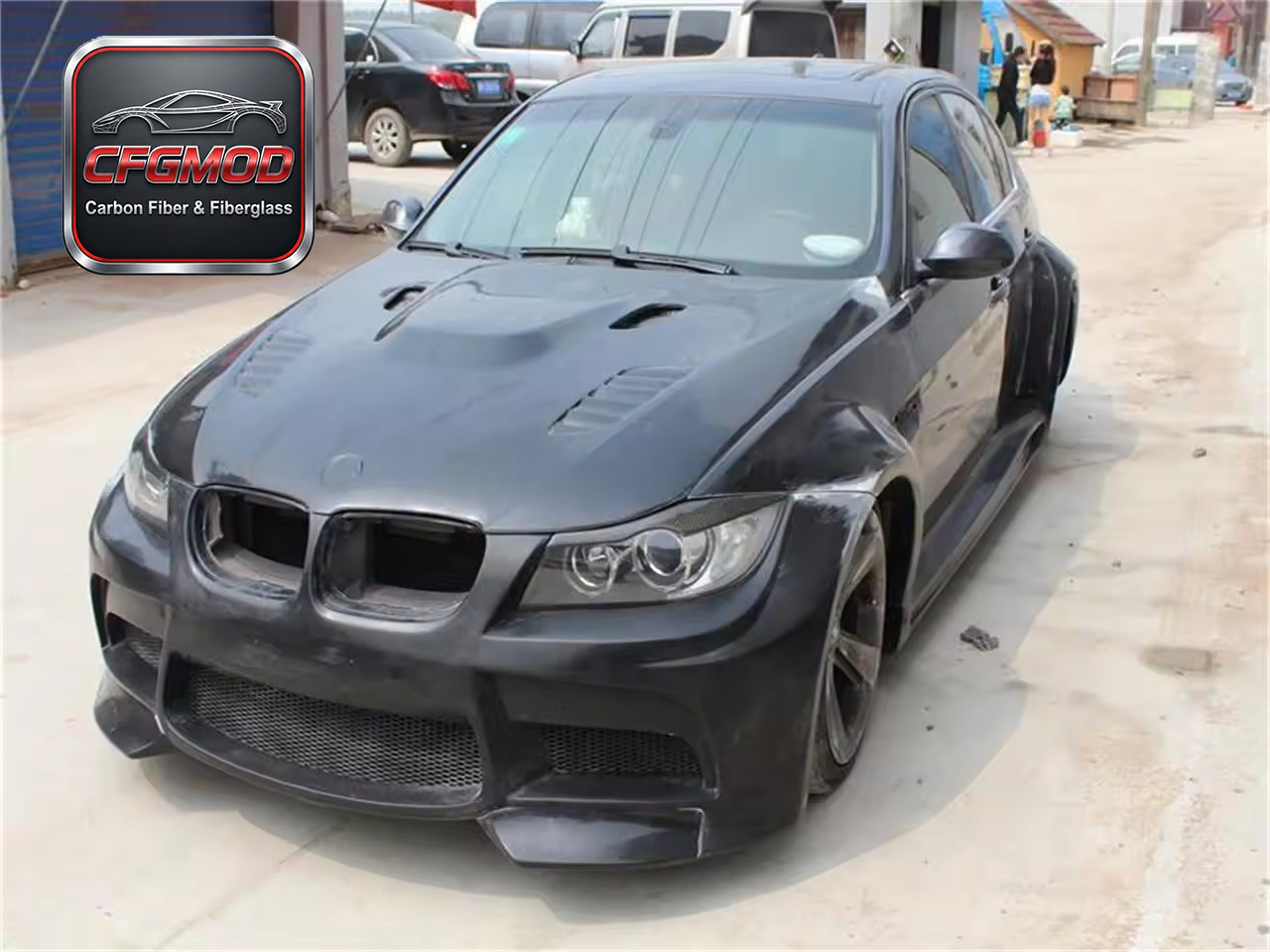 For 3series/E90conversion for White Wide Body Kit Glass Fiber Front/Rear Bumpers Side Skirts Rear Lip Fenders 100% — 5