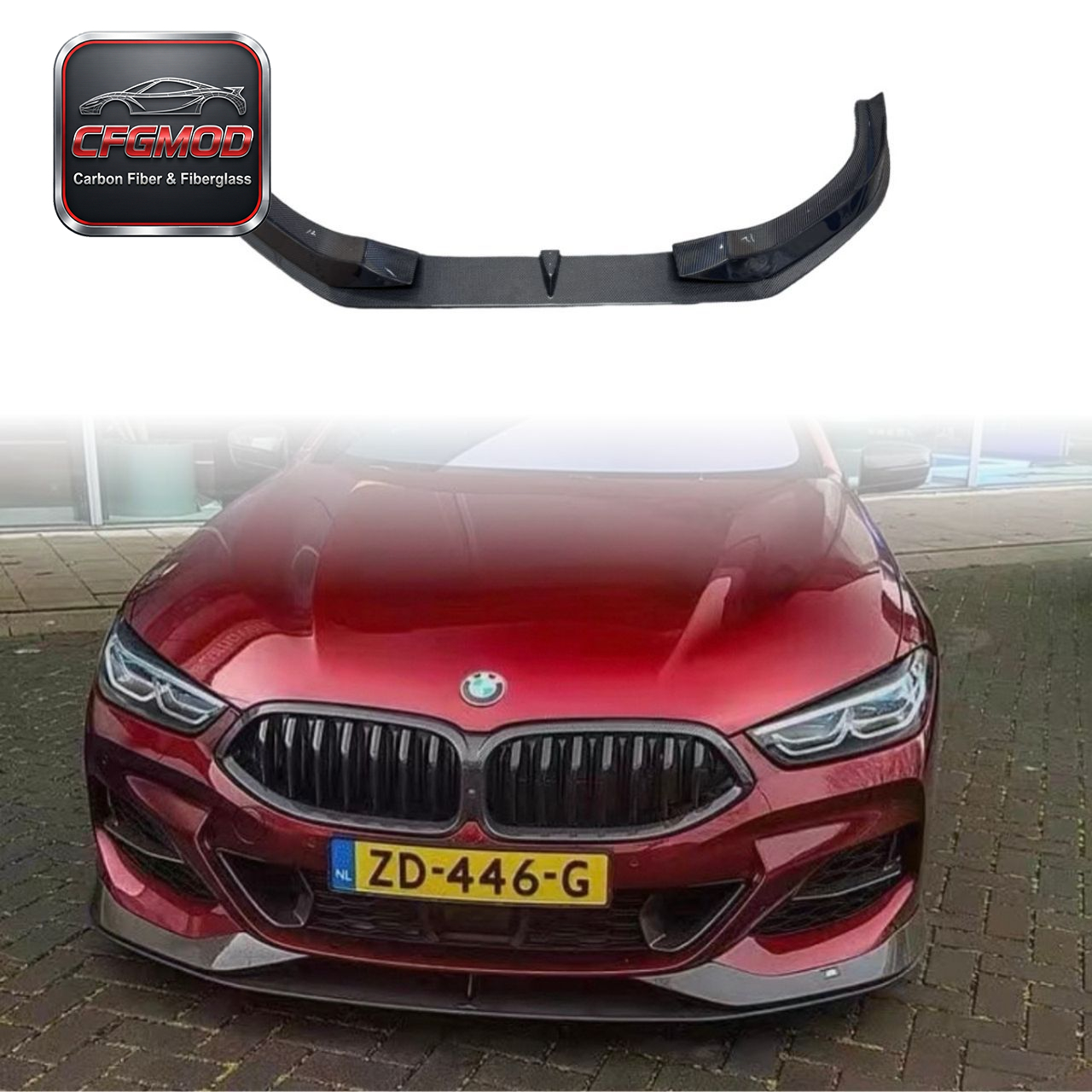 For BMW 8 Series M8 G14 G15 G16 2022+ AC Style Carbon Fiber Front Lip Corner Splitters — 1