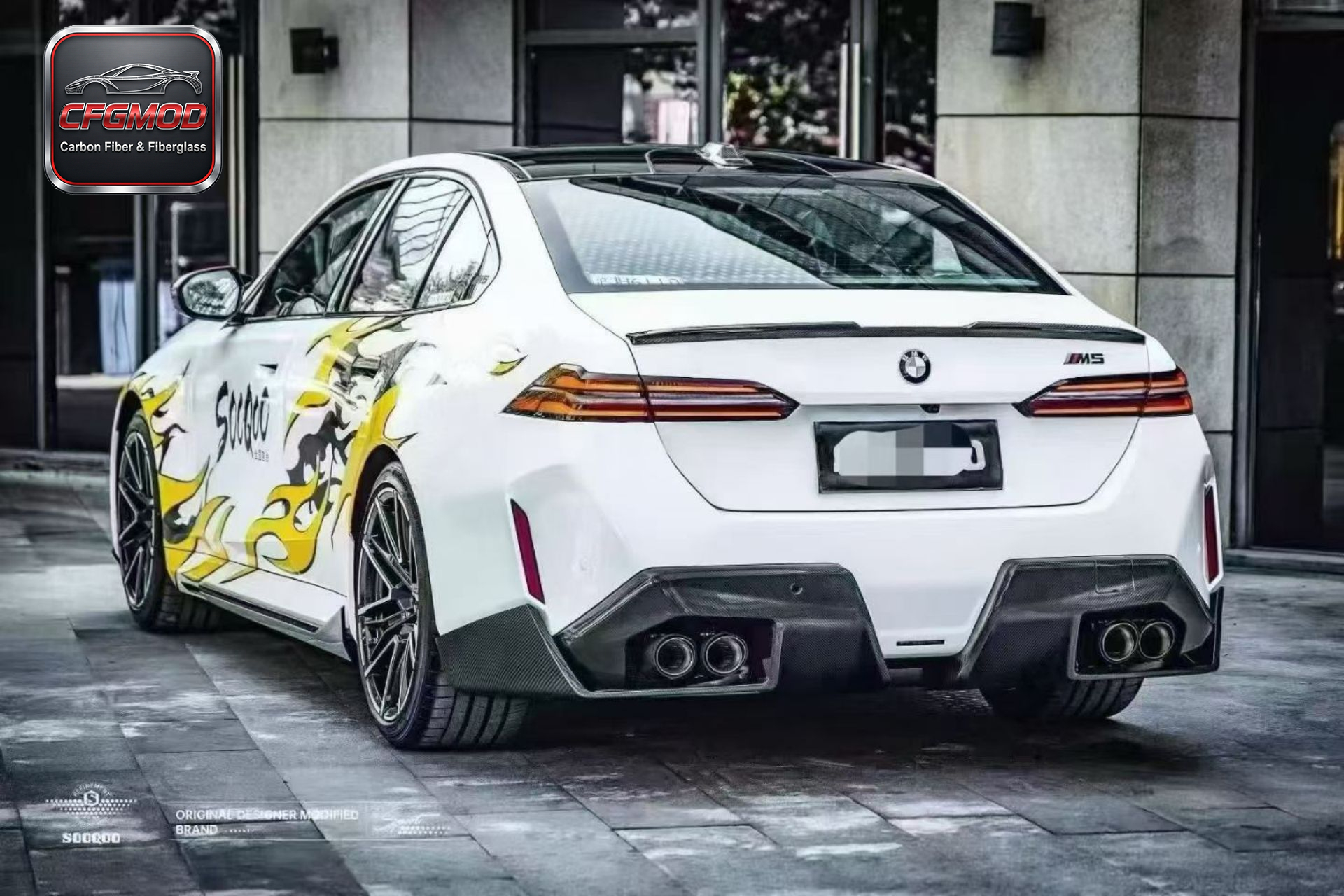 For BMW M5 G90 2024+ MP Style Dry Carbon Fiber Rear Diffuser Lip Lower Valance — 2