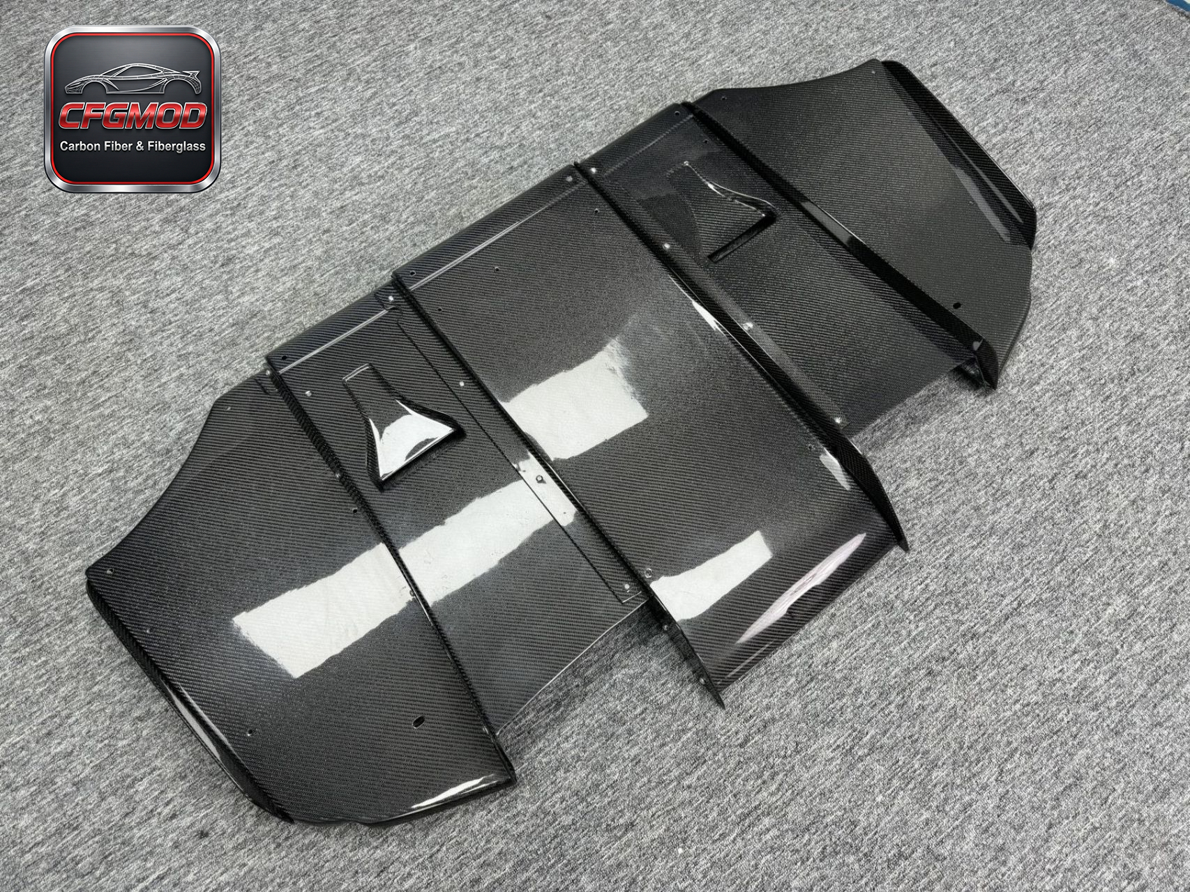 2005-2013 BMW M3 E92 E93 V Style Carbon Fiber Rear Lip Diffuser Undertray — 8