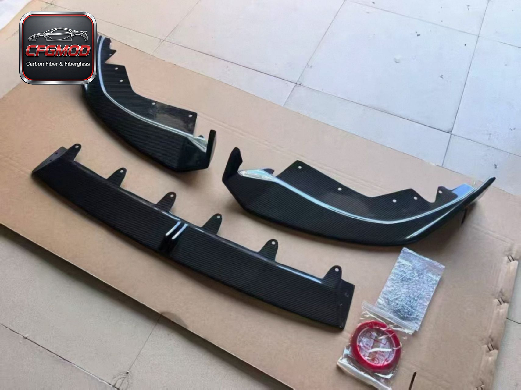 2022+ 3 Series 325i G20 G28 AR Style Carbon Fiber 3-Piece Front Lip Splitter — 5