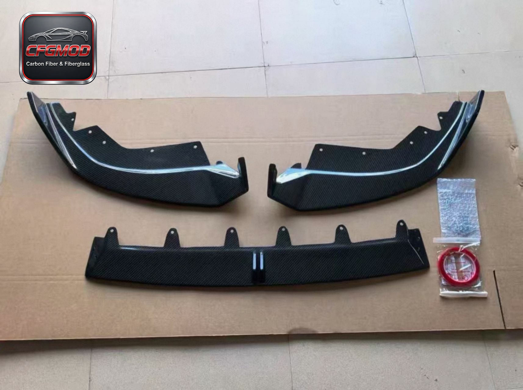 2022+ 3 Series 325i G20 G28 AR Style Carbon Fiber 3-Piece Front Lip Splitter — 6