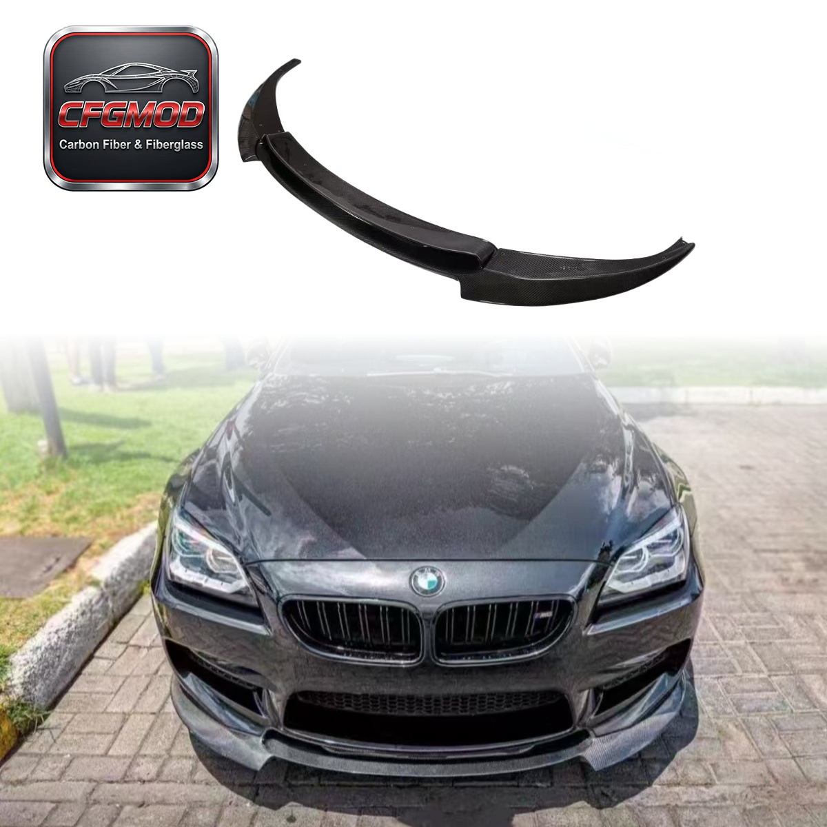 BMW 6 Series M6 F06 F12 F13 V Style Carbon Fiber 3-Piece Front Lip Splitter — 1