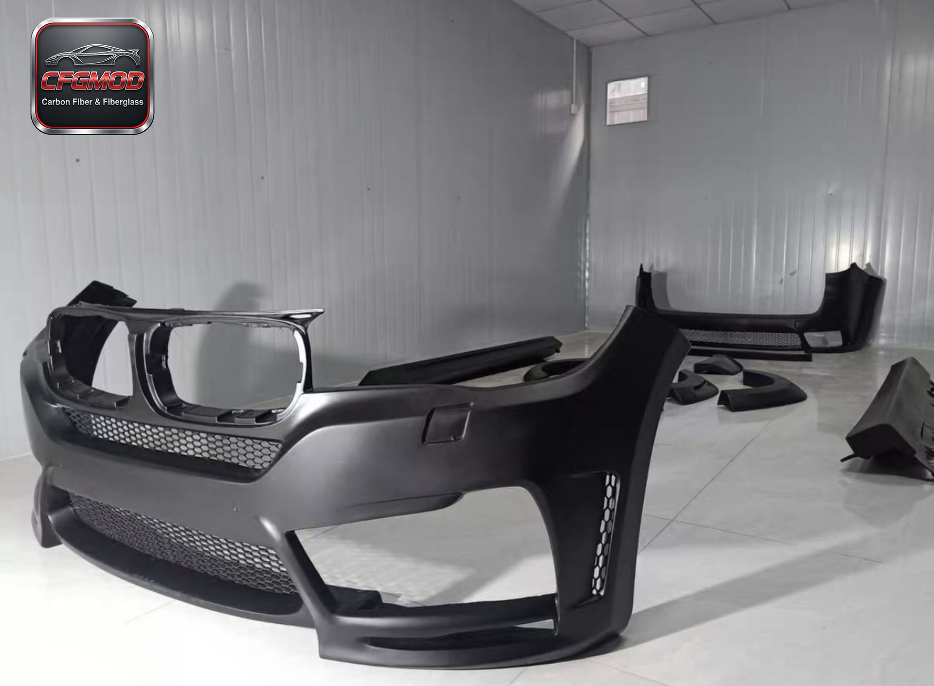 X5 F15 Lumma Style FRP Primer Wide Body Kit Front Bumper Side Skirts — 7