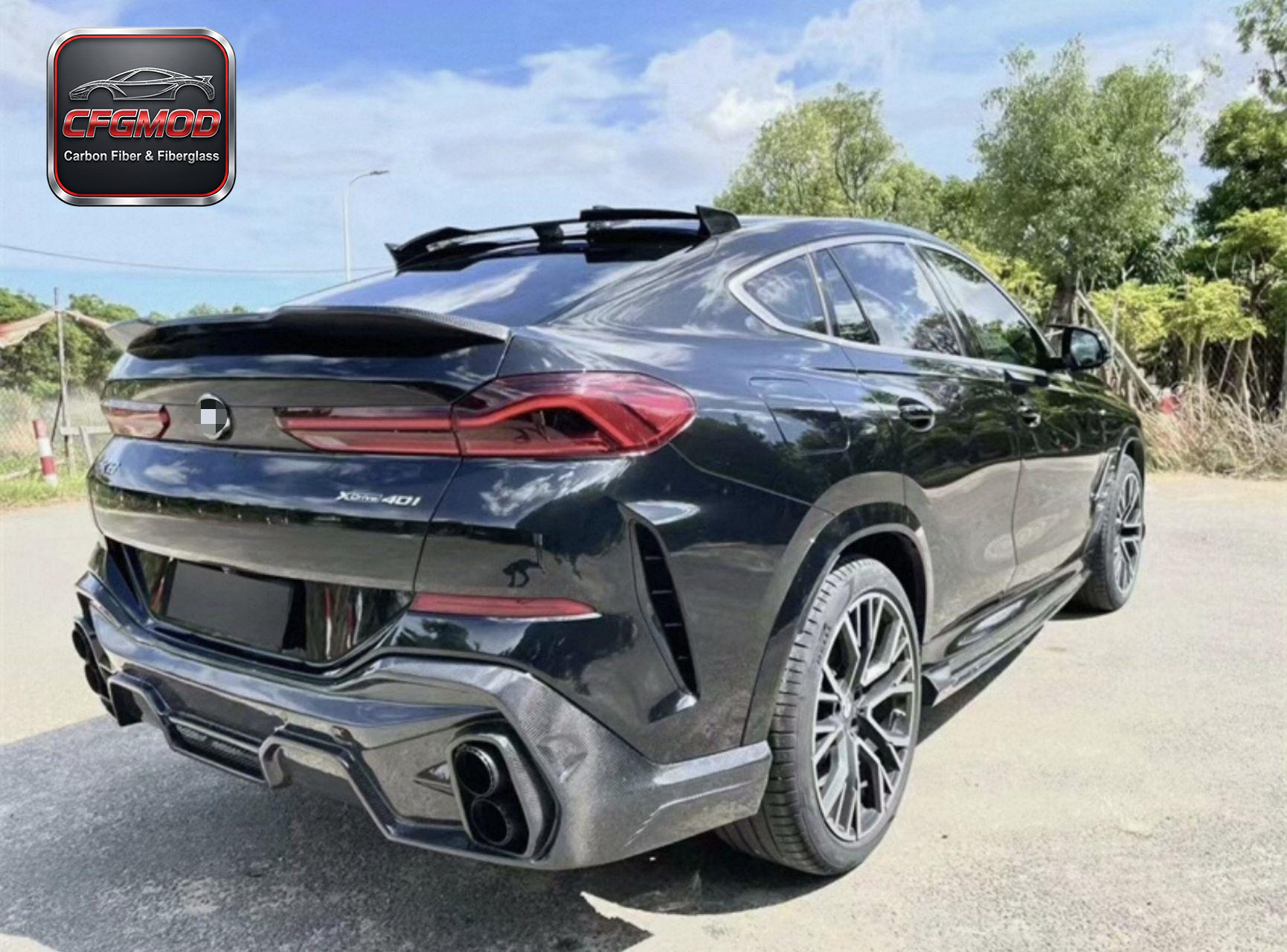 2019-2025 BMW X6 G06 LD Style Carbon Fiber Roof Spoiler Wing — 4