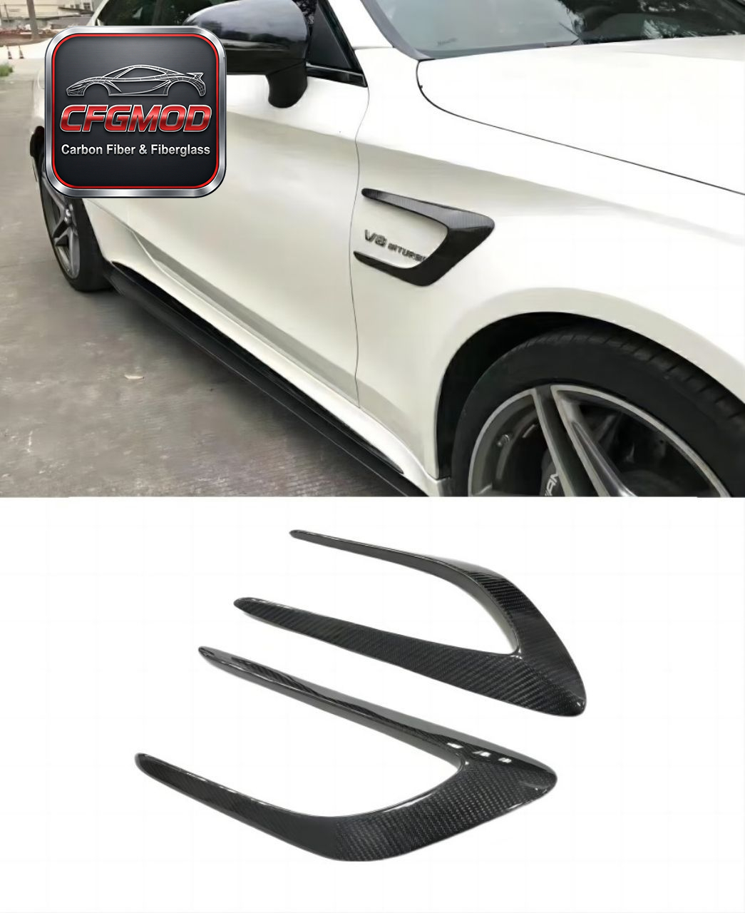 Dry Carbon Fiber Front Fender Side Air Vent Winglets for Mercedes-Benz C-Class W205 — 2