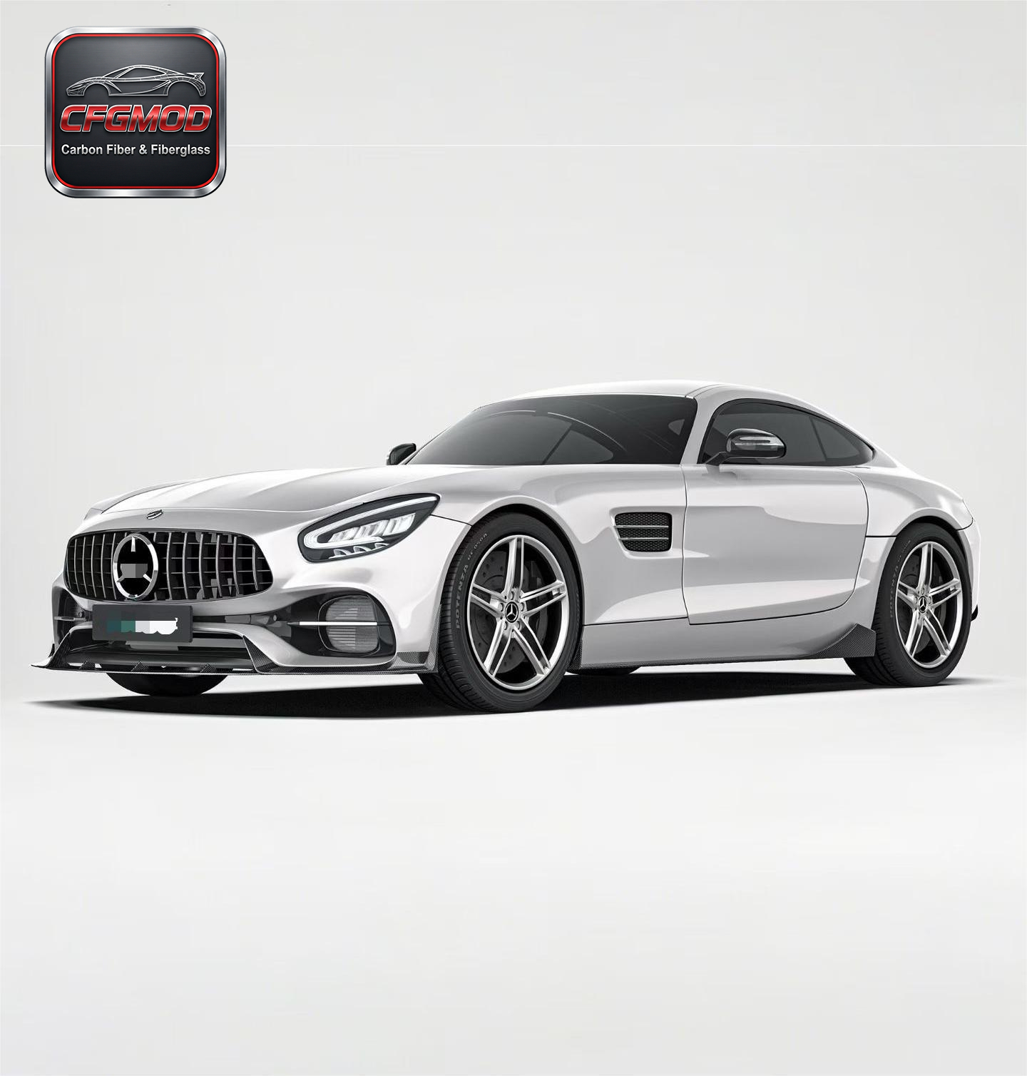 Dry Carbon Fiber P Style 3-Piece Front Lip Splitter for Mercedes AMG GT GTS 2019-2024 — 6