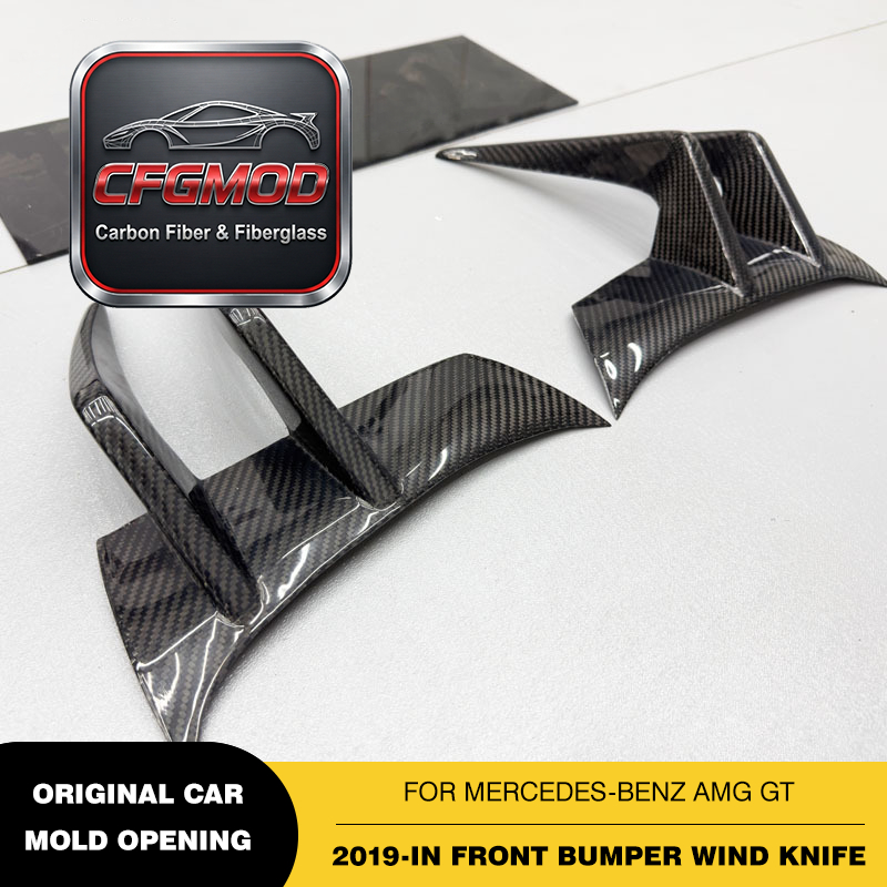 For Mercedes AMG GT 2019+ Carbon Fiber Front Bumper Canards Front Aero Canards — 2