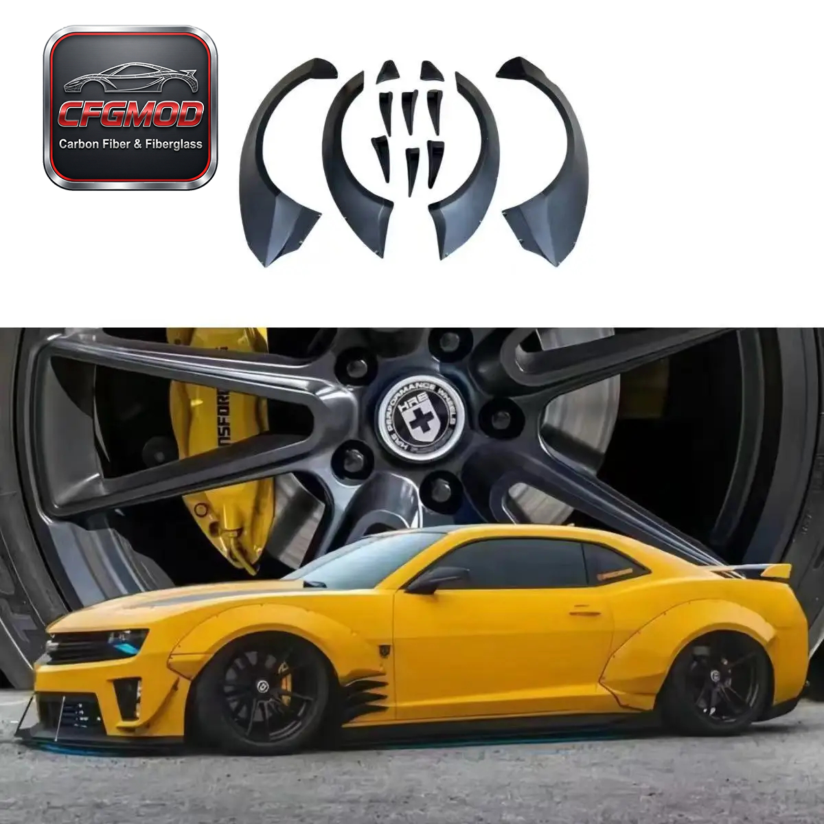 For Chevrolet Camaro 2008-2015 MB Style Wide Fender Flares FRP Primer Wheel Arch Flares — 1